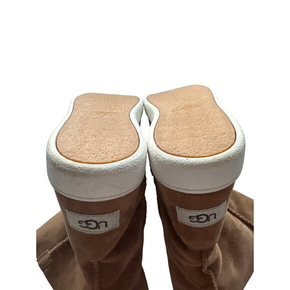 UGG Mika Chestnut Suede Winter Boots Cozy Sheepskin Lining Fold Down Size 9.5 - Picture 7 of 9